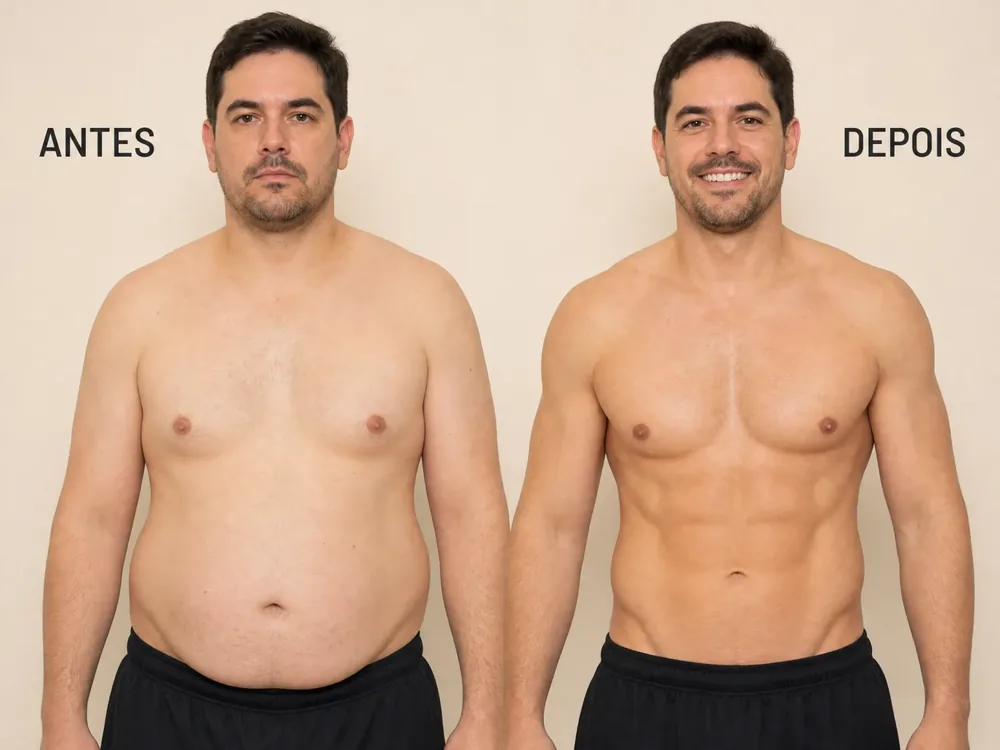 Antes e depois masculino real · MODO T