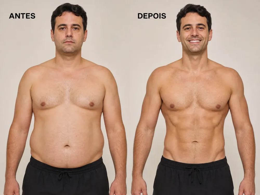 Antes e depois masculino real · MODO T