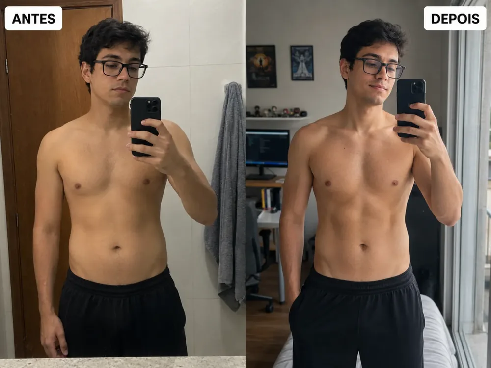 Antes e depois masculino real · MODO T