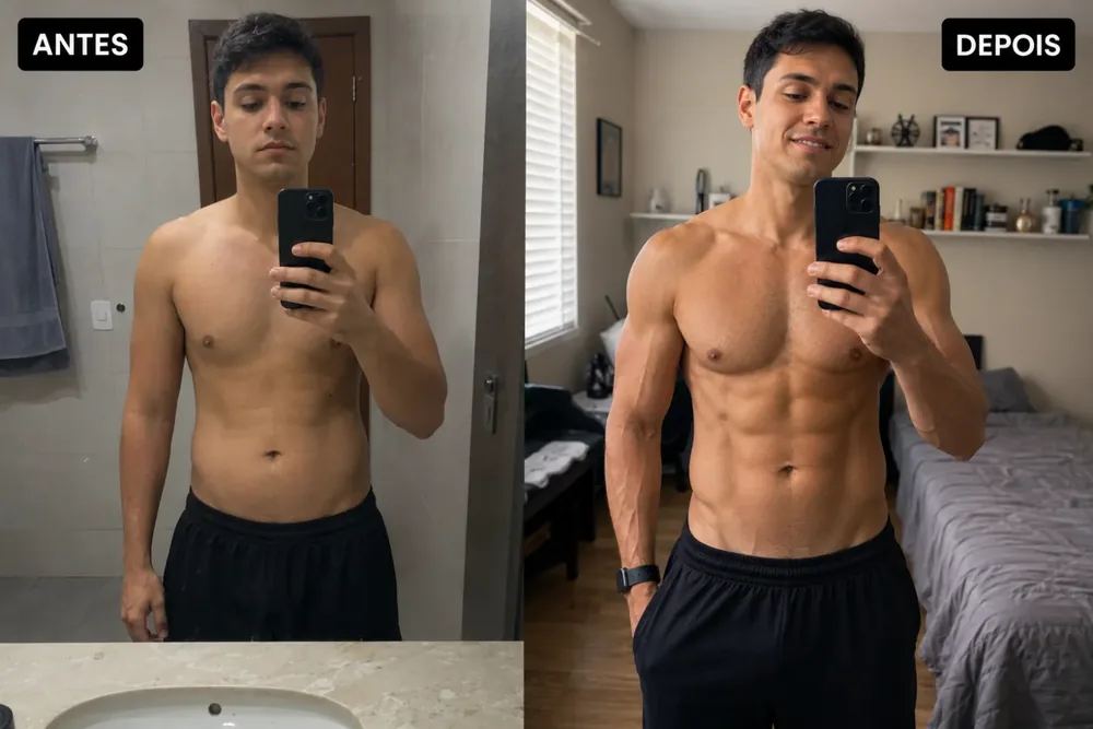 Antes e depois masculino real · MODO T