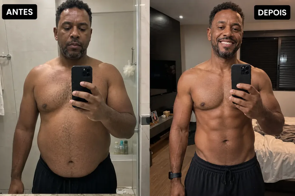 Antes e depois masculino real · MODO T